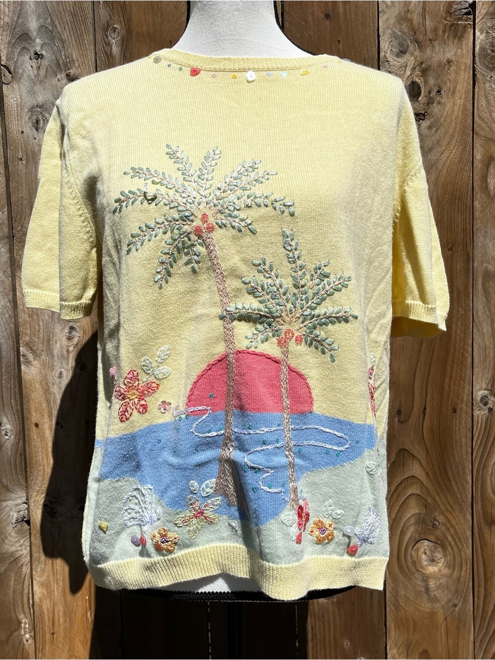 Vintage Alfred Dunner Late Summer Tropical Short Sleeve Sweater